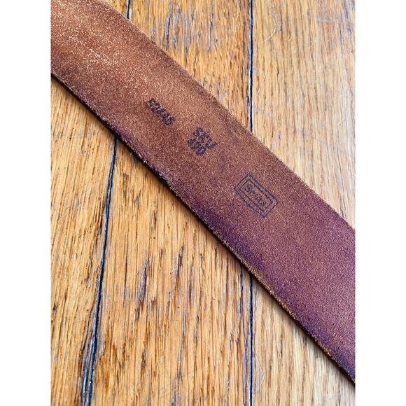 Vintage SEARS Distressed Wide Brown Leather Belt Mens sz 42 - Picture 8 of 12